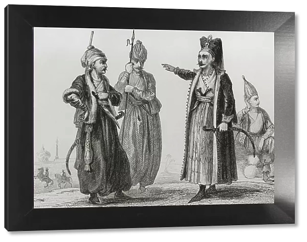 Turkey. Janissaries. Engraving, 19th century