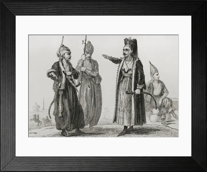 Framed Print : Turkey. Janissaries. Engraving, 19th century Framed Print : Turkey. Janissaries. Engraving, 19th century