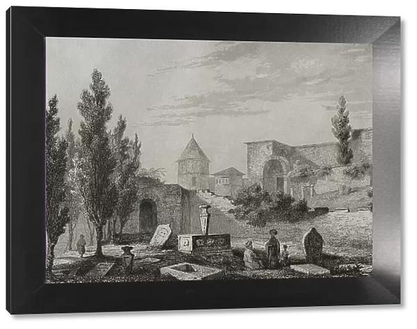 Turkey. Constantinople. The Golden Gate. Walls. Engraving