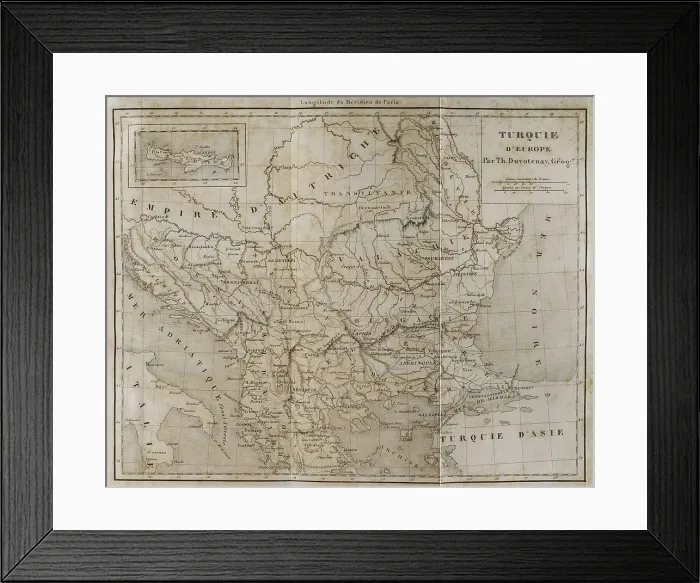 Framed Print : European Turkey map by Th. Duvotenay Framed Print : European Turkey map by Th. Duvotenay