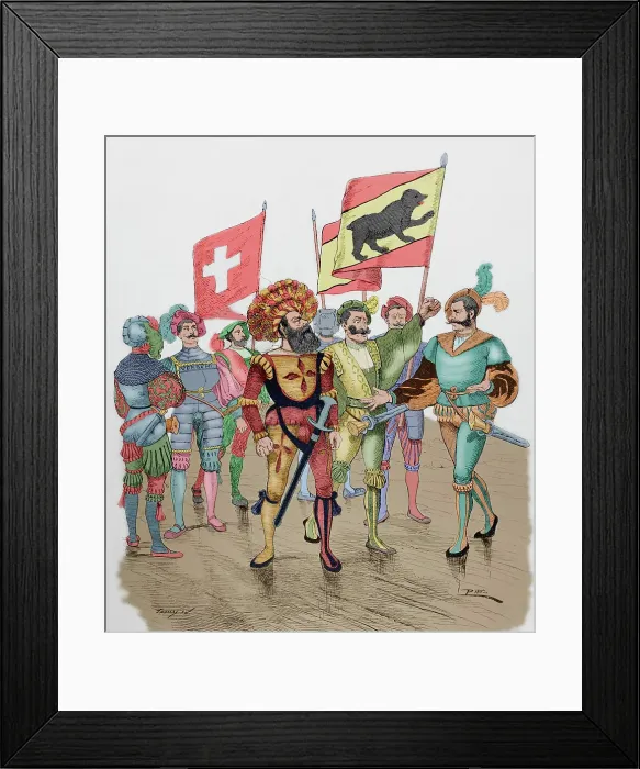 Framed Print : Modern era. Mercenary soldiers: Swiss. Engraving Framed Print : Modern era. Mercenary soldiers: Swiss. Engraving