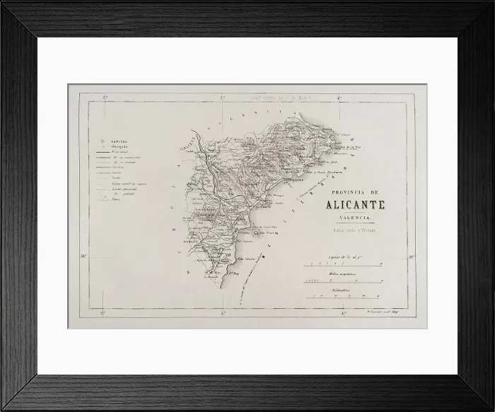 Framed Print : Spain. Map of Alicante province, 19th century Framed Print : Spain. Map of Alicante province, 19th century