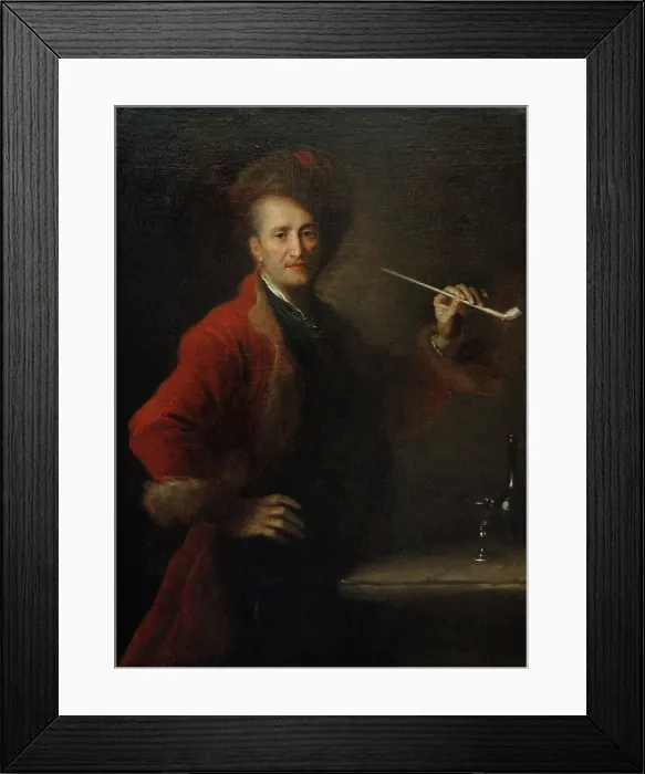 Framed Print : Portrait of man in Polish costume, a pipe in hand, 1726 Framed Print : Portrait of man in Polish costume, a pipe in hand, 1726