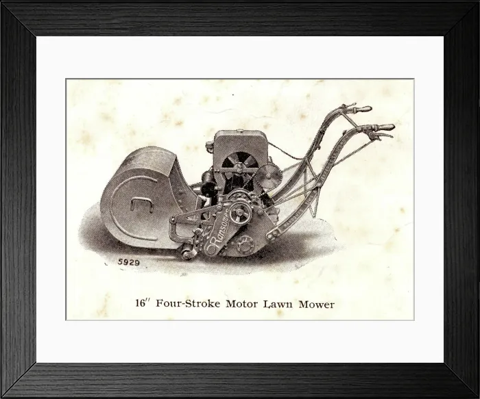 Framed Print : Four-stroke motor lawn mower by Ransomes of Ipswich Framed Print : Four-stroke motor lawn mower by Ransomes of Ipswich
