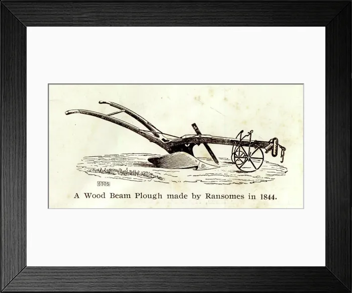 Framed Print : Wood beam plough made by Ransomes of Ipswich Framed Print : Wood beam plough made by Ransomes of Ipswich