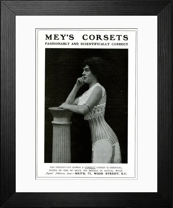 Framed Print : Advert, Mey's Corsets, Wood Street, London EC Framed Print : Advert, Mey's Corsets, Wood Street, London EC