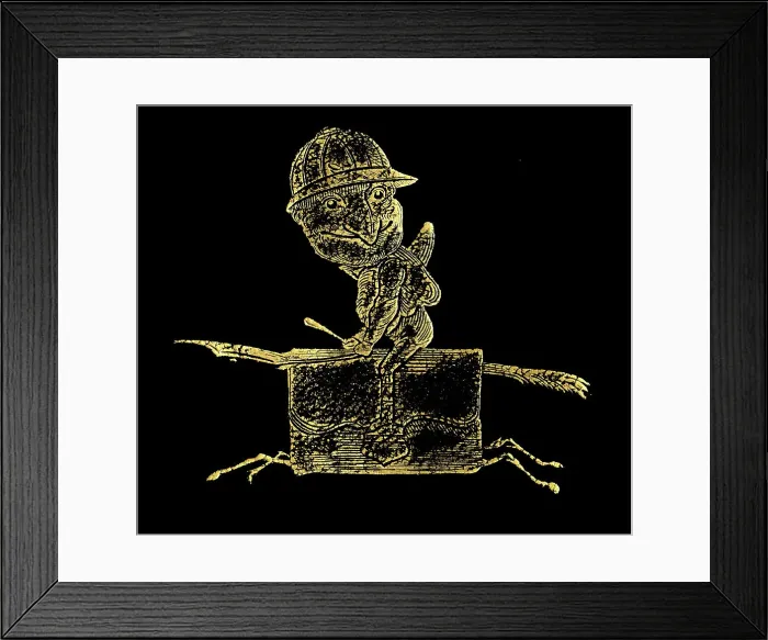 Framed Print : Mr Punch as jockey riding pocket book wallet Framed Print : Mr Punch as jockey riding pocket book wallet