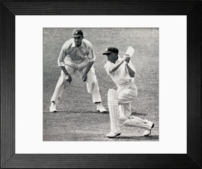 Framed Print : Don Bradman batting at Perth, Hammond in slips Framed Print : Don Bradman batting at Perth, Hammond in slips