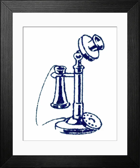 Framed Print : Candlestick telephone, 1920s printer's block Framed Print : Candlestick telephone, 1920s printer's block