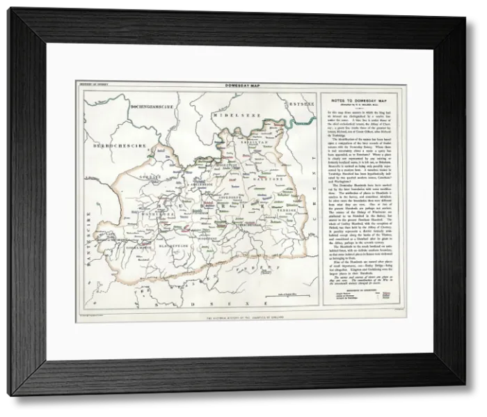Framed Print : The Domesday Map of Surrey Framed Print : The Domesday Map of Surrey