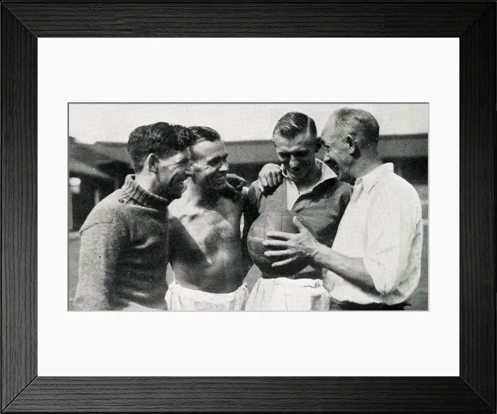 Framed Print : Jack Jeffries, Millwall football trainer, with players Framed Print : Jack Jeffries, Millwall football trainer, with players
