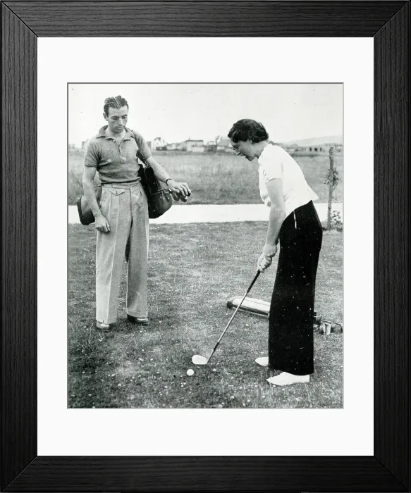 Framed Print : Stanley Matthews and wife playing golf in Rhyl Framed Print : Stanley Matthews and wife playing golf in Rhyl