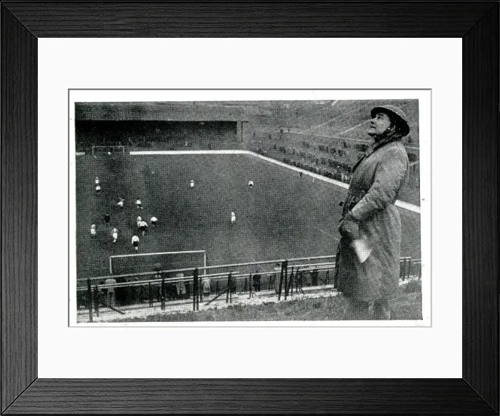 Framed Print : Aircraft spotter on duty at football match, WW2