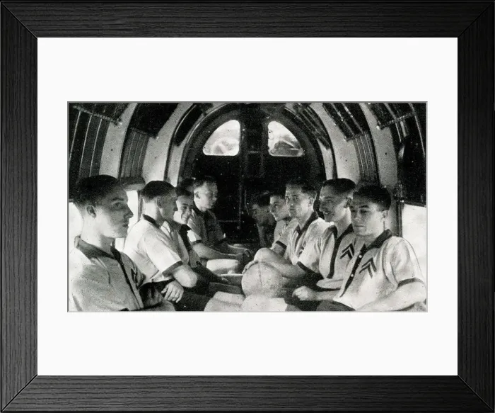 Framed Print : RAF football team fly to Palestine ready for match, WW2 Framed Print : RAF football team fly to Palestine ready for match, WW2