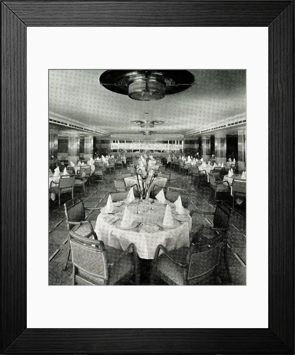 Framed Print : RMS Queen Mary, Tourist Dining Room on C Deck Framed Print : RMS Queen Mary, Tourist Dining Room on C Deck