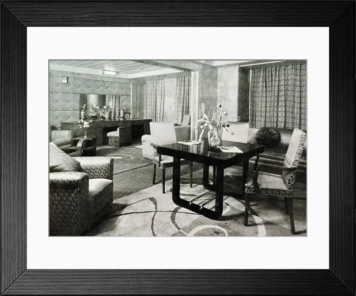 Framed Print : RMS Queen Mary, Sitting Room in Cabin Section Framed Print : RMS Queen Mary, Sitting Room in Cabin Section