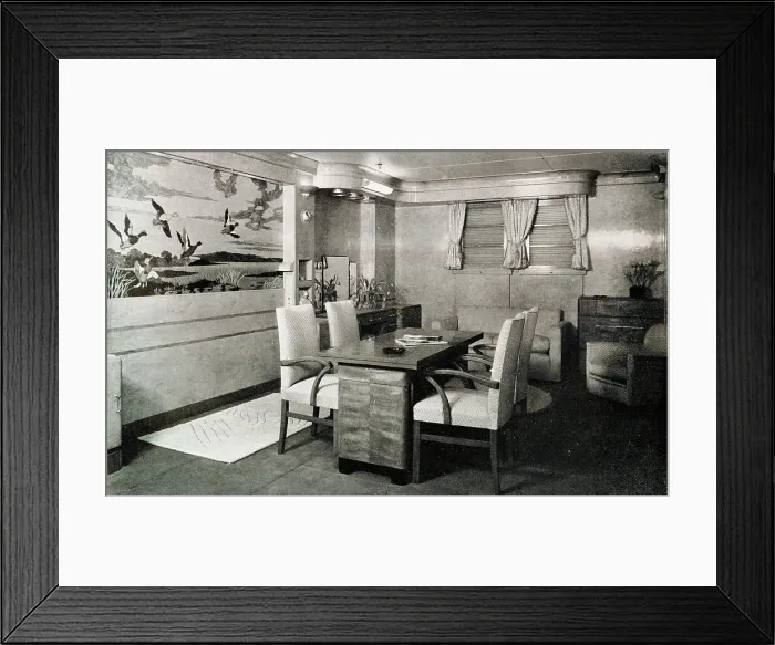 Framed Print : RMS Queen Mary, Sitting Room in Tourist Class Framed Print : RMS Queen Mary, Sitting Room in Tourist Class