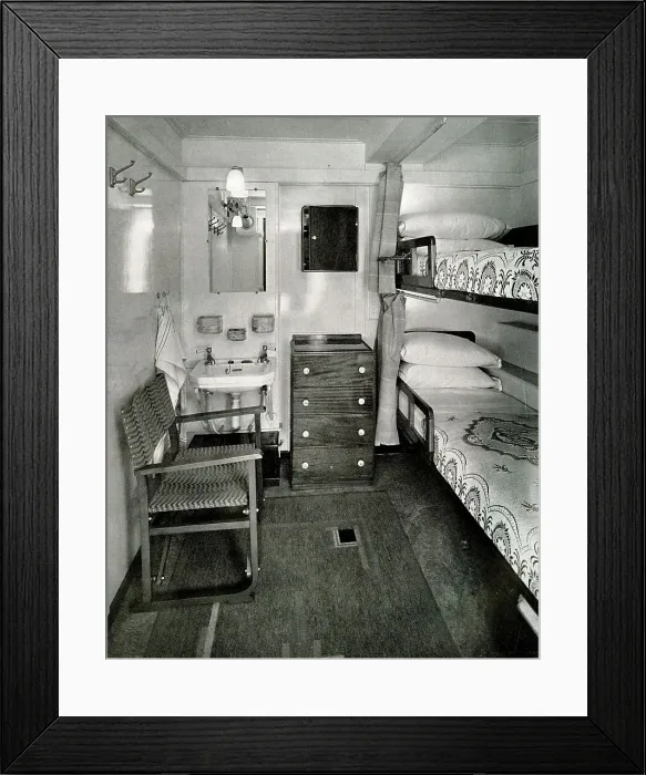 Framed Print : RMS Queen Mary, Third Class Cabin