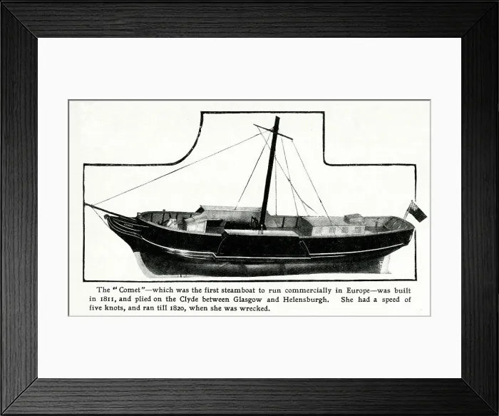 Framed Print : The Comet, the first commercial steamboat in Europe Framed Print : The Comet, the first commercial steamboat in Europe