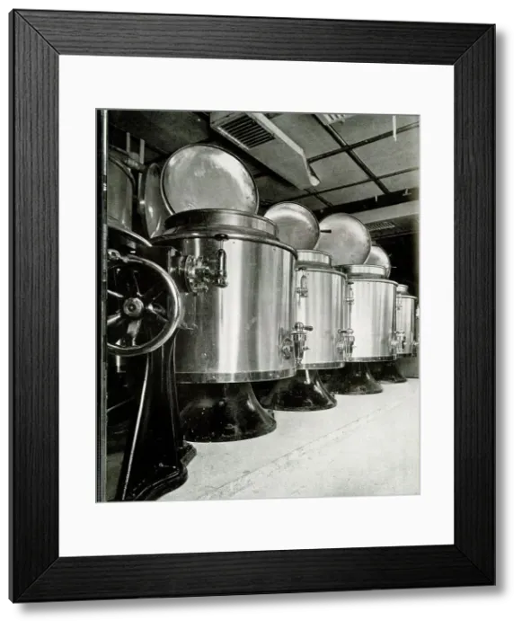 Framed Print : RMS Queen Mary, cooking boilers in kitchens Framed Print : RMS Queen Mary, cooking boilers in kitchens