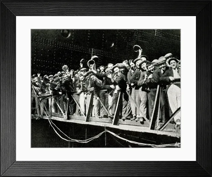 Framed Print : Shipyard workers cheering King Edward VIII in Glasgow Framed Print : Shipyard workers cheering King Edward VIII in Glasgow