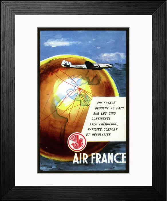 Framed Print : Advert, Air France, Lockheed Super Constellation Framed Print : Advert, Air France, Lockheed Super Constellation