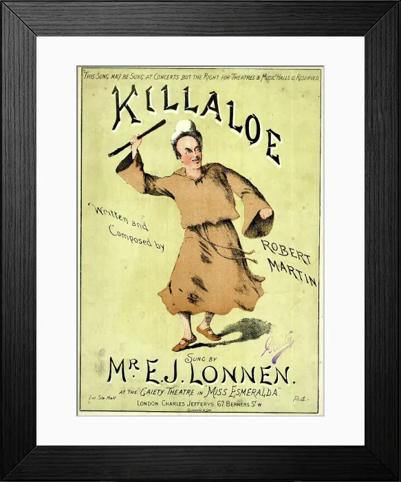 Framed Print : Music cover, Killaloe, sung by Mr E J Lonnen