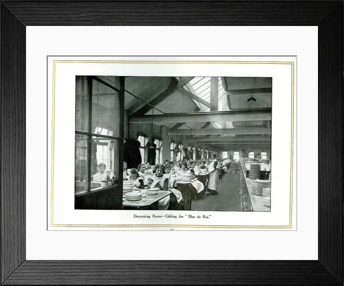 Framed Print : Decorating Room, gilding the Bleu de Roi, Alfred Meakin Framed Print : Decorating Room, gilding the Bleu de Roi, Alfred Meakin