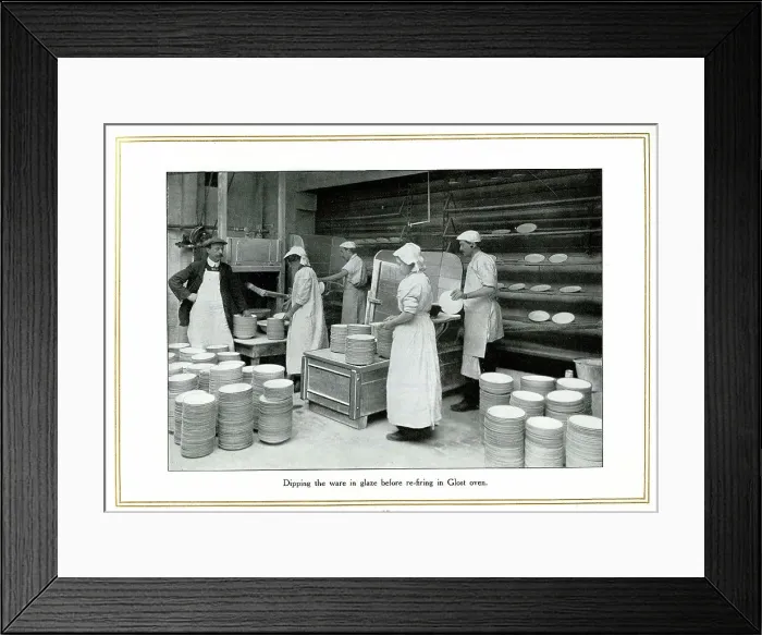 Framed Print : Dipping the ware in glaze, Alfred Meakin Framed Print : Dipping the ware in glaze, Alfred Meakin
