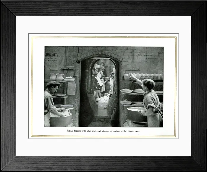 Framed Print : Filling saggers with clay ware, Alfred Meakin Framed Print : Filling saggers with clay ware, Alfred Meakin