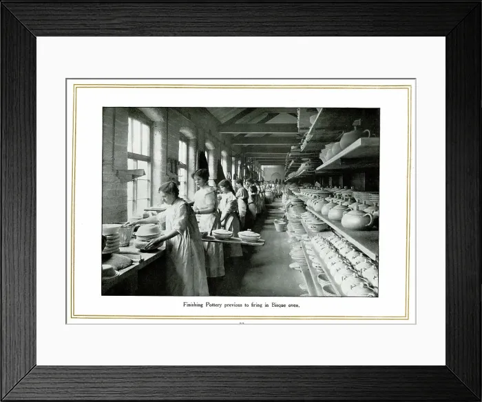 Framed Print : Finishing pottery previous to firing, Alfred Meakin Framed Print : Finishing pottery previous to firing, Alfred Meakin