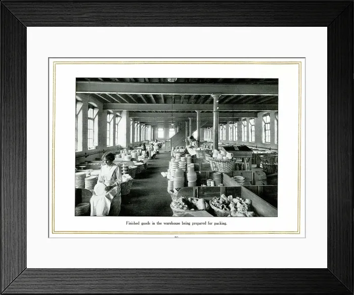 Framed Print : Finished goods in warehouse, Alfred Meakin Framed Print : Finished goods in warehouse, Alfred Meakin
