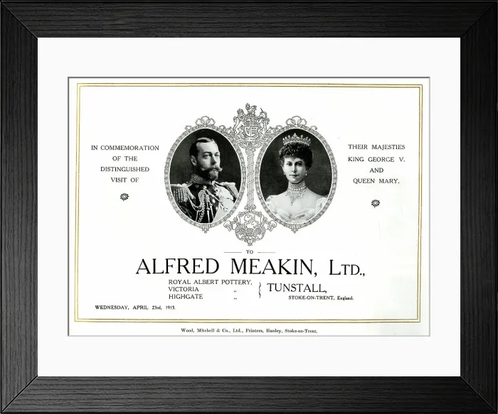 Framed Print : King George V and Queen Mary, visit to Alfred Meakin Framed Print : King George V and Queen Mary, visit to Alfred Meakin