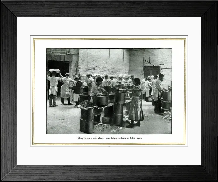 Framed Print : Filling saggers with glazed ware, Alfred Meakin Framed Print : Filling saggers with glazed ware, Alfred Meakin