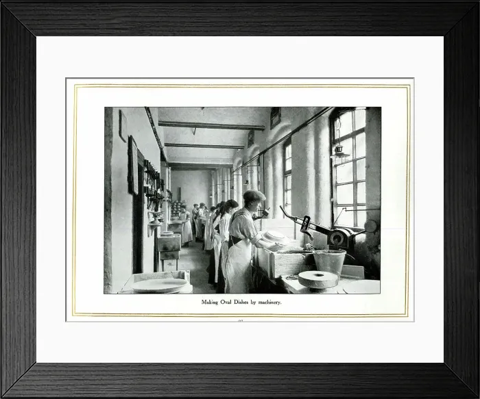 Framed Print : Making oval dishes by machinery, Alfred Meakin Framed Print : Making oval dishes by machinery, Alfred Meakin