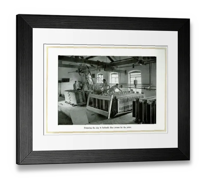 Framed Print : Preparing clay in hydraulic filter presses, Alfred Meakin Framed Print : Preparing clay in hydraulic filter presses, Alfred Meakin
