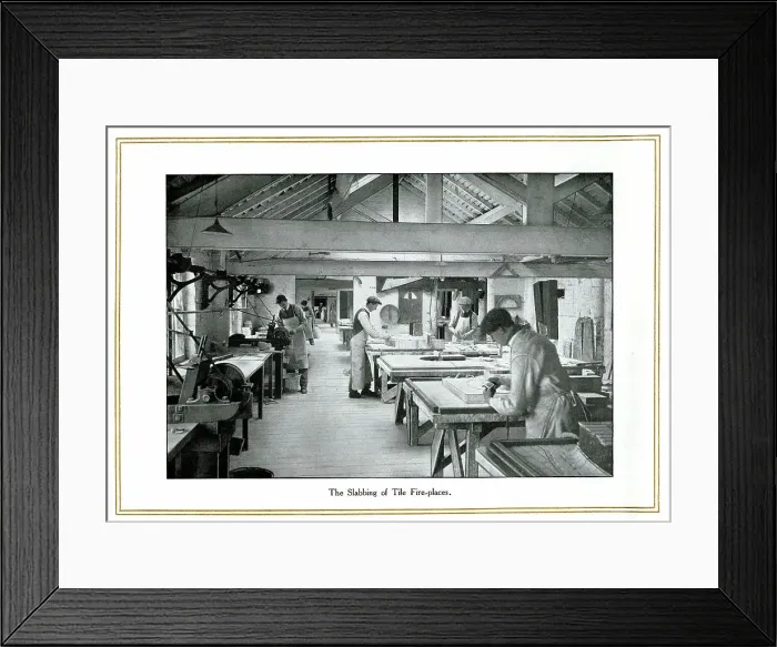 Framed Print : Slabbing of tile fireplaces, Alfred Meakin Framed Print : Slabbing of tile fireplaces, Alfred Meakin