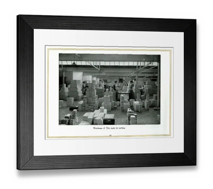 Framed Print : Warehouse of tiles ready for packing, Alfred Meakin Framed Print : Warehouse of tiles ready for packing, Alfred Meakin