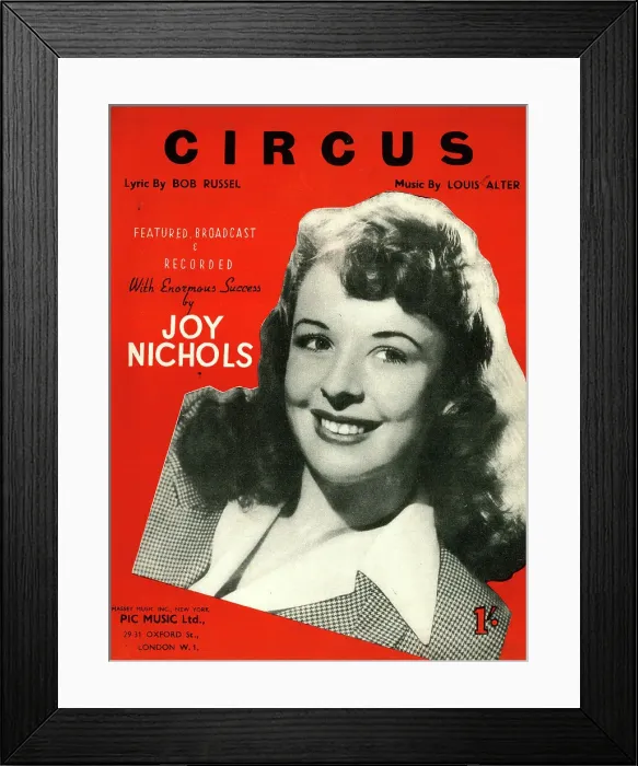 Framed Print : Music cover, Circus, Joy Nichols Framed Print : Music cover, Circus, Joy Nichols