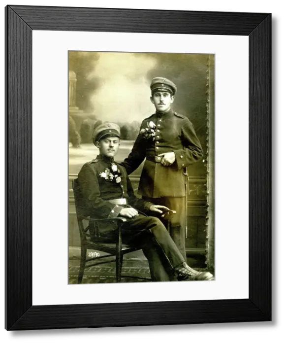 Framed Print : Two German soldiers in studio photo, WW1 Framed Print : Two German soldiers in studio photo, WW1