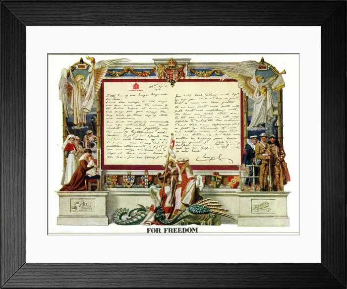 Framed Print : Queen Mary's letter, For Freedom, 26 April 1918 Framed Print : Queen Mary's letter, For Freedom, 26 April 1918