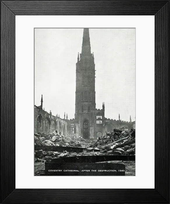 Framed Print : Coventry Cathedral in ruins after bombing, WW2 Framed Print : Coventry Cathedral in ruins after bombing, WW2