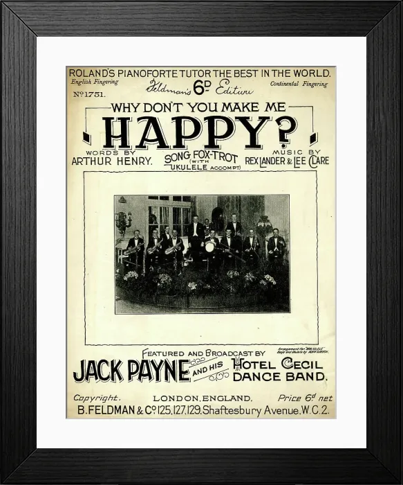 Framed Print : Music cover, Why Don't You Make Me Happy? Framed Print : Music cover, Why Don't You Make Me Happy?