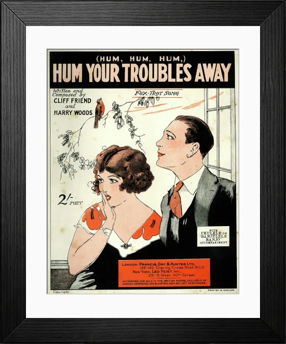 Framed Print : Music cover, Hum Your Troubles Away Framed Print : Music cover, Hum Your Troubles Away