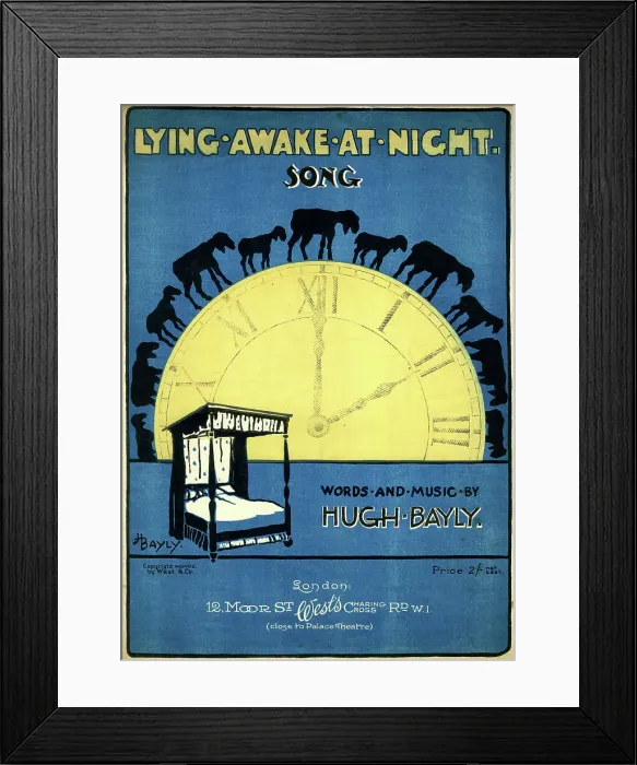 Framed Print : Music cover, Lying Awake at Night Framed Print : Music cover, Lying Awake at Night