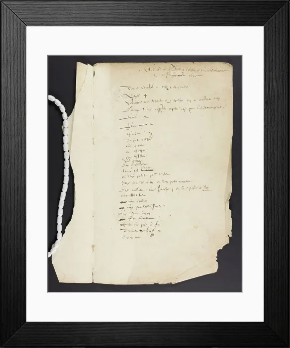 Framed Print : Inventory. Sheet of paper, possibly the endpaper Framed Print : Inventory. Sheet of paper, possibly the endpaper