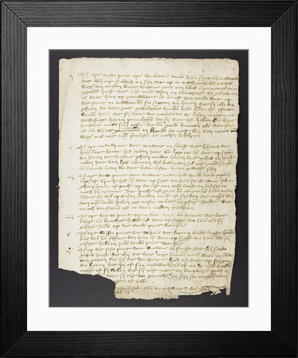 Framed Print : List?. Single folio, paper, with numbered paragraphs on the recto Framed Print : List?. Single folio, paper, with numbered paragraphs on the recto