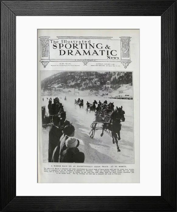 Framed Print : Sledge Race at St. Moritz