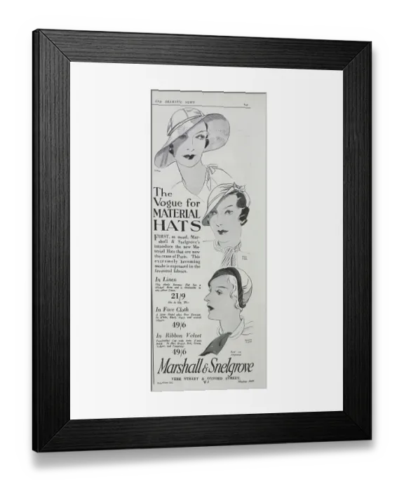 Framed Print : Advert for Women's Hats Framed Print : Advert for Women's Hats