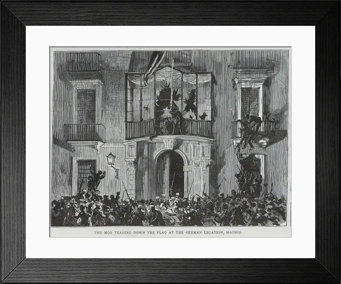 Framed Print : Madrid Mob Tears Down German Flag Framed Print : Madrid Mob Tears Down German Flag